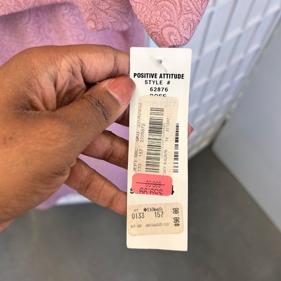 Elegant Positively Attitude Two-Piece Dress & Jacket Set – Pink Jacquard - Picture 5 of 5